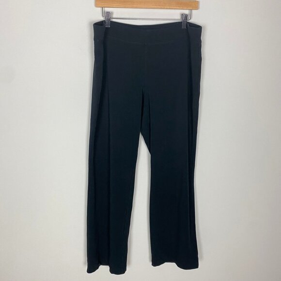 Eileen Fisher Pull On Black Straight Leg Pants Stretch Womens Large - Picture 1 of 7